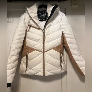 NILS White and Tan Quilted Ski Jacket